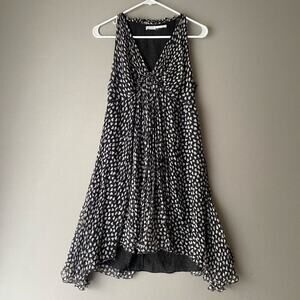 Y2K Leon Max S Black Silk Heart Babydoll Dress Ethereal Whimsigoth Witchy